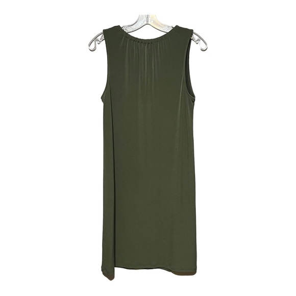 Michael Michael Kors Olive Green Sleeveless Shirt Dress 3/4 Zip Halter Midi - Picture 2 of 8